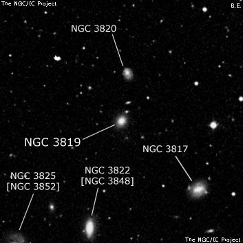 NGC 3819 - эллиптическая галактика. Описание NGC 3819:, Галактика в созвездии Лев