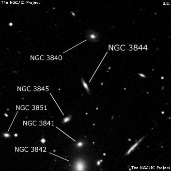 NGC 3844 - линзовидная галактика. Описание NGC 3844:, Галактика в созвездии Лев
