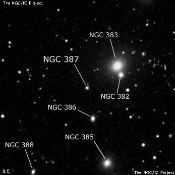 NGC 387 - эллиптическая галактика. Описание NGC 387:, Галактика в созвездии Рыбы