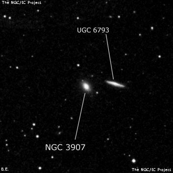 NGC 3907 - галактика. Описание NGC 3907:, Галактика в созвездии Дева