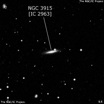 NGC 3915 - линзовидная галактика. Описание NGC 3915:, Галактика в созвездии Дева