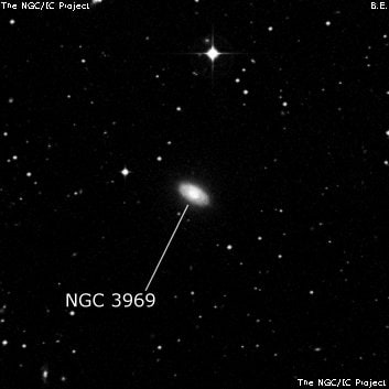 NGC 3969 - спиральная галактика с баром. Описание NGC 3969:, Галактика в созвездии Чаша
