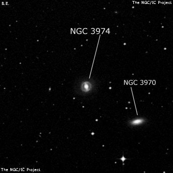 NGC 3974 - спиральная галактика с баром. Описание NGC 3974:, Галактика в созвездии Чаша