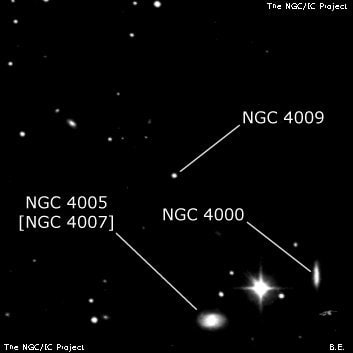 NGC 4009 - одиночная звезда. Описание NGC 4009:, Двойная звезда в созвездии Лев