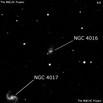 NGC 4016 - спиральная галактика с баром. Описание NGC 4016:, Галактика в созвездии Волосы Вероники