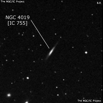 NGC 4019 - спиральная галактика с баром. Описание NGC 4019:, Галактика в созвездии Волосы Вероники