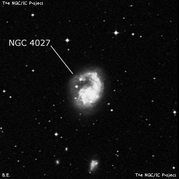 NGC 4027 - спиральная галактика с баром. Описание NGC 4027:, Галактика в созвездии Ворон