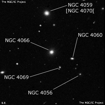 NGC 4066 - эллиптическая галактика. Описание NGC 4066:, Галактика в созвездии Волосы Вероники