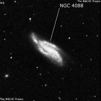 NGC 4088 - спиральная галактика с баром. Описание NGC 4088:, Галактика в созвездии Большая Медведица