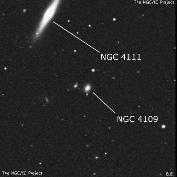 NGC 4109 - спиральная галактика. Описание NGC 4109:, Галактика в созвездии Гончие Псы