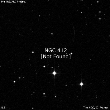 NGC 412 - по указанным Генри Дрейером координатам, объект повторно не найден; . Описание NGC 412:, Объект глубокого космоса в созвездии Кит
