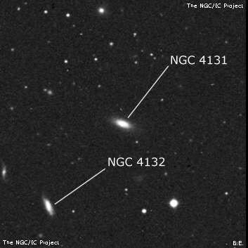 NGC 4131 - спиральная галактика с баром. Описание NGC 4131:, Галактика в созвездии Волосы Вероники