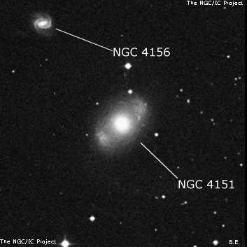 NGC 4151 - спиральная галактика с баром. Описание NGC 4151:, Галактика в созвездии Гончие Псы
