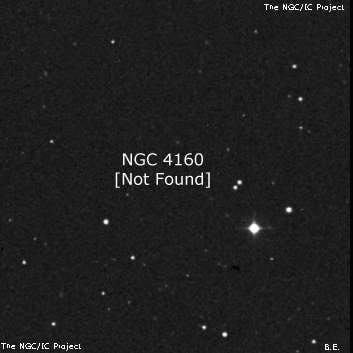 NGC 4160 - по указанным Генри Дрейером координатам, объект повторно не найден; . Описание NGC 4160:, Двойная звезда в созвездии Гончие Псы