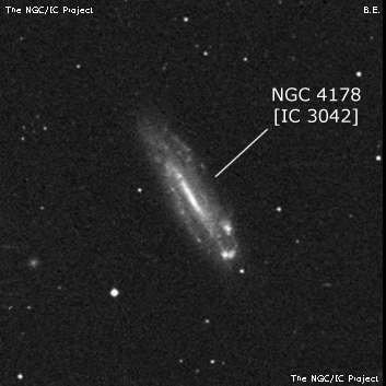 NGC 4178 - спиральная галактика с баром. Описание NGC 4178:, Галактика в созвездии Дева