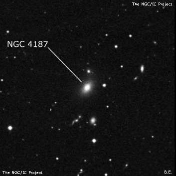 NGC 4187 - эллиптическая галактика. Описание NGC 4187:, Галактика в созвездии Гончие Псы