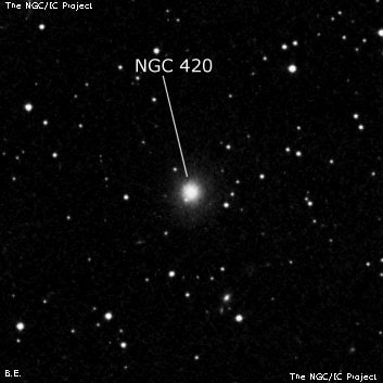 NGC 420 - по указанным Генри Дрейером координатам, объект повторно не найден; . Описание NGC 420:, Галактика в созвездии Рыбы