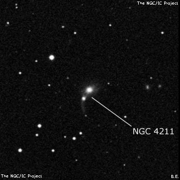 NGC 4211 - линзовидная галактика. Описание NGC 4211:, Галактика в созвездии Волосы Вероники