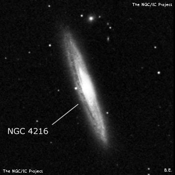 NGC 4216 - спиральная галактика с баром. Описание NGC 4216:, Галактика в созвездии Дева