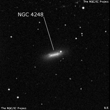 NGC 4248 - спиральная галактика с баром. Описание NGC 4248:, Галактика в созвездии Гончие Псы