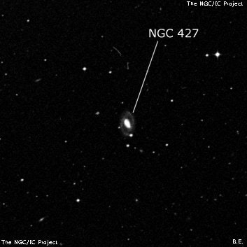 NGC 427 - спиральная галактика с баром. Описание NGC 427:, Галактика в созвездии Скульптор