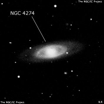 NGC 4274 - спиральная галактика с баром. Описание NGC 4274:, Галактика в созвездии Волосы Вероники