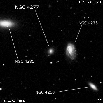 NGC 4277 - спиральная галактика с баром. Описание NGC 4277:, Галактика в созвездии Дева