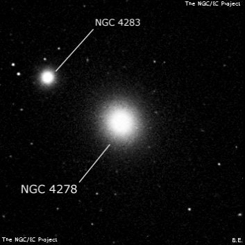 NGC 4278 - эллиптическая галактика. Описание NGC 4278:, Галактика в созвездии Волосы Вероники