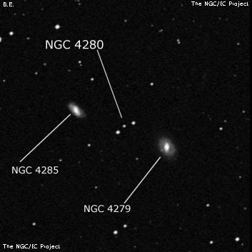 NGC 4280 - три звезды. Описание NGC 4280:, Объект глубокого космоса в созвездии Дева