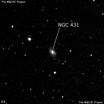 NGC 431 - спиральная галактика с баром. Описание NGC 431:, Галактика в созвездии Андромеда