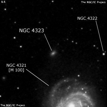 NGC 4323 - по указанным Генри Дрейером координатам, объект повторно не найден; . Описание NGC 4323:, Галактика в созвездии Волосы Вероники