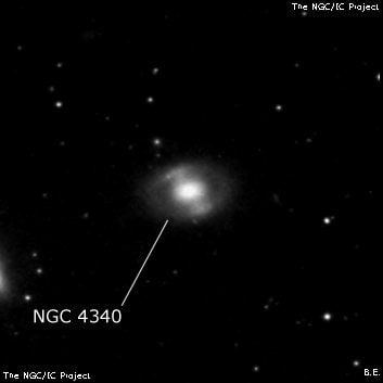 NGC 4340 - спиральная галактика с баром. Описание NGC 4340:, Галактика в созвездии Волосы Вероники