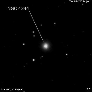NGC 4344 - спиральная галактика с баром. Описание NGC 4344:, Галактика в созвездии Волосы Вероники