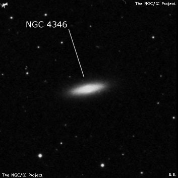 NGC 4346 - спиральная галактика с баром. Описание NGC 4346:, Галактика в созвездии Гончие Псы