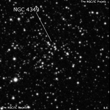 NGC 4349 - рассеянное скопление звёзд. Описание NGC 4349:, Рассеянное скопление в созвездии Южный Крест