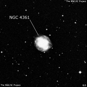 NGC 4361 - планетарная туманность. Описание NGC 4361:, Планетарная туманность в созвездии Ворон