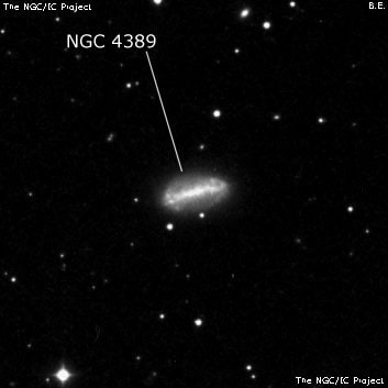 NGC 4389 - спиральная галактика с баром. Описание NGC 4389:, Галактика в созвездии Гончие Псы
