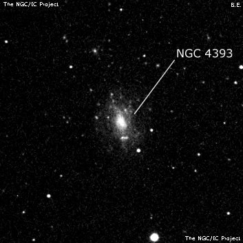 NGC 4393 - спиральная галактика с баром. Описание NGC 4393:, Галактика в созвездии Волосы Вероники