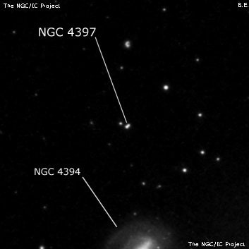NGC 4397 - три звезды. Описание NGC 4397:, Объект глубокого космоса в созвездии Волосы Вероники