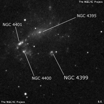NGC 4399 - H 2 -регион или часть галактики. Описание NGC 4399:, Объект глубокого космоса в созвездии Гончие Псы