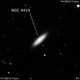 NGC 4419 - спиральная галактика с баром. Описание NGC 4419:, Галактика в созвездии Волосы Вероники
