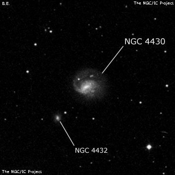 NGC 4430 - спиральная галактика с баром. Описание NGC 4430:, Галактика в созвездии Дева