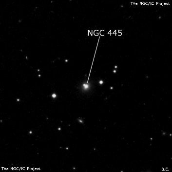 NGC 445 - линзовидная галактика. Описание NGC 445:, Галактика в созвездии Кит