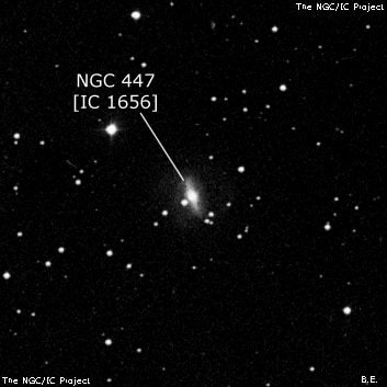 NGC 447 - спиральная галактика с баром. Описание NGC 447:, Галактика в созвездии Рыбы