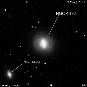 NGC 4477 - спиральная галактика с баром. Описание NGC 4477:, Галактика в созвездии Волосы Вероники