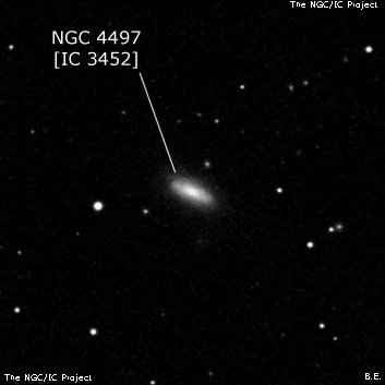 NGC 4497 - спиральная галактика с баром. Описание NGC 4497:, Галактика в созвездии Дева