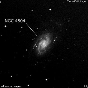 NGC 4504 - спиральная галактика с баром. Описание NGC 4504:, Галактика в созвездии Дева