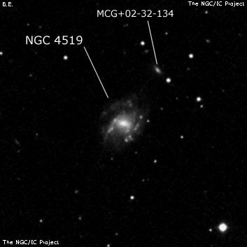 NGC 4519 - спиральная галактика с баром. Описание NGC 4519:, Галактика в созвездии Дева
