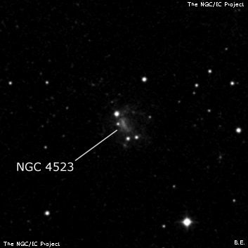 NGC 4523 - спиральная галактика с баром. Описание NGC 4523:, Галактика в созвездии Волосы Вероники