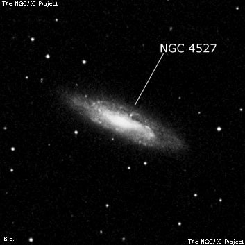 NGC 4527 - спиральная галактика с баром. Описание NGC 4527:, Галактика в созвездии Дева